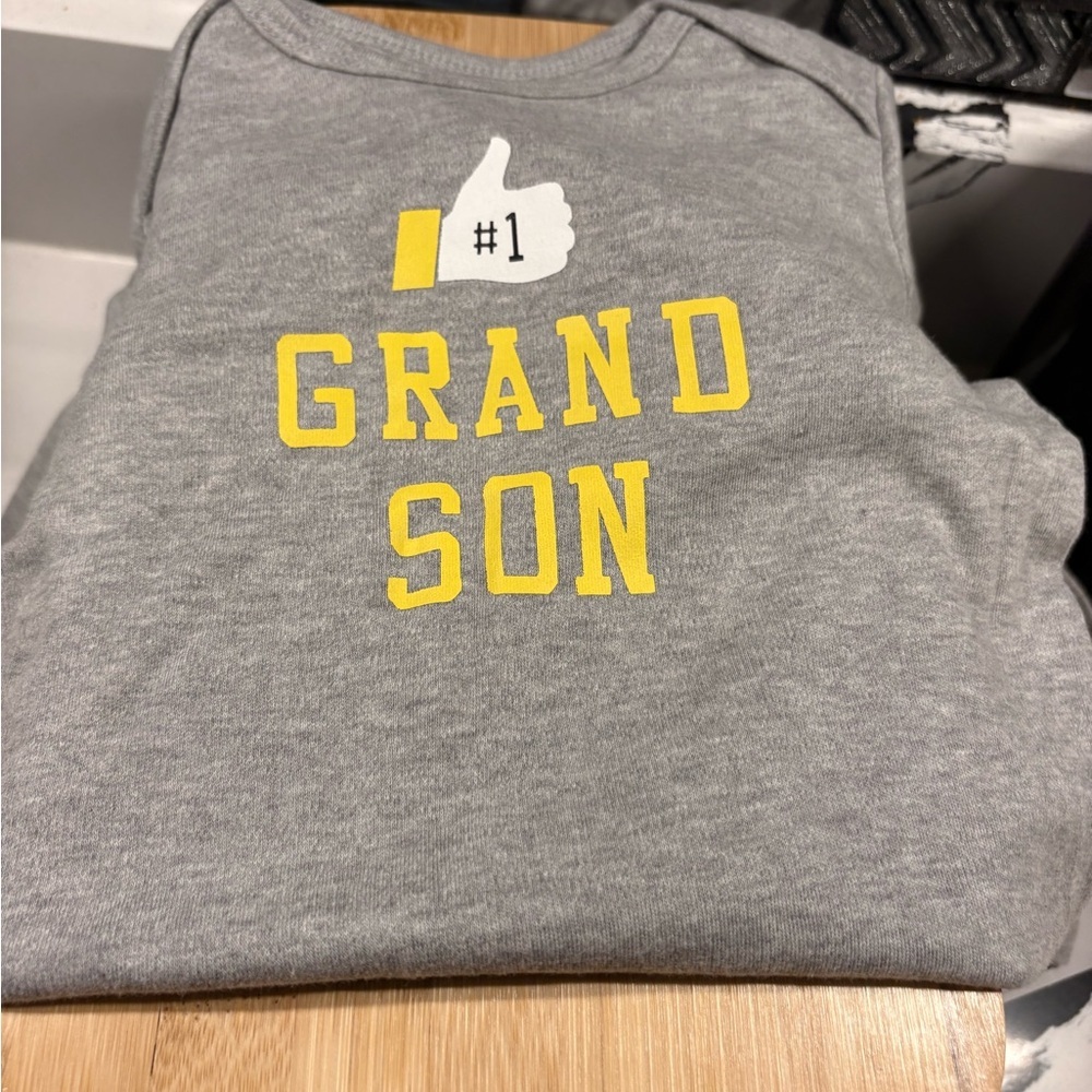 Carter's Gray with Yellow Graphic Long Sleeve Onesie